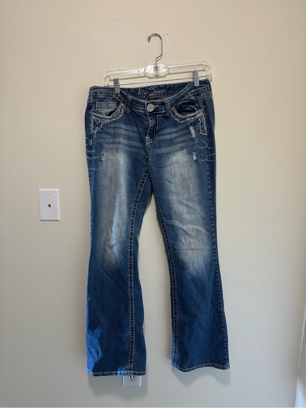 Ariya Jeans Embellished Flap Pocket Bootcut Denim Size 13/14